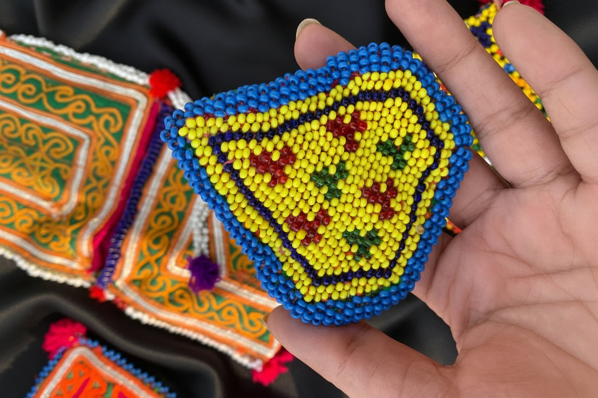 boho mini handmade Afghani pouch keychain

