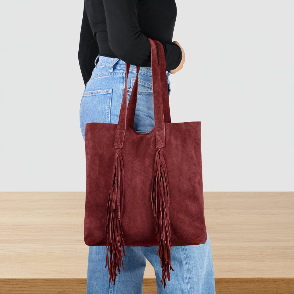 Handcrafted leather messenger tote women