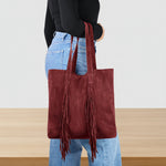Handcrafted leather messenger tote women