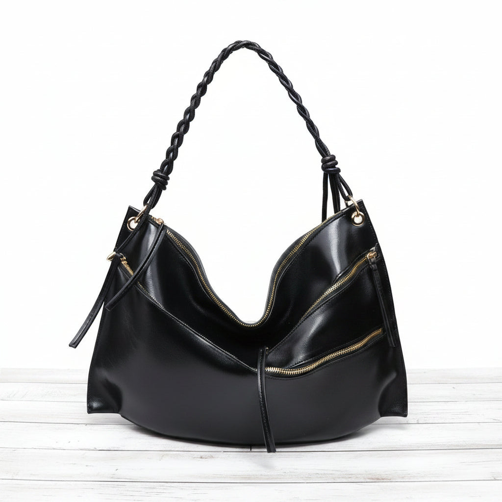 handmade large woven handle hobo bag

