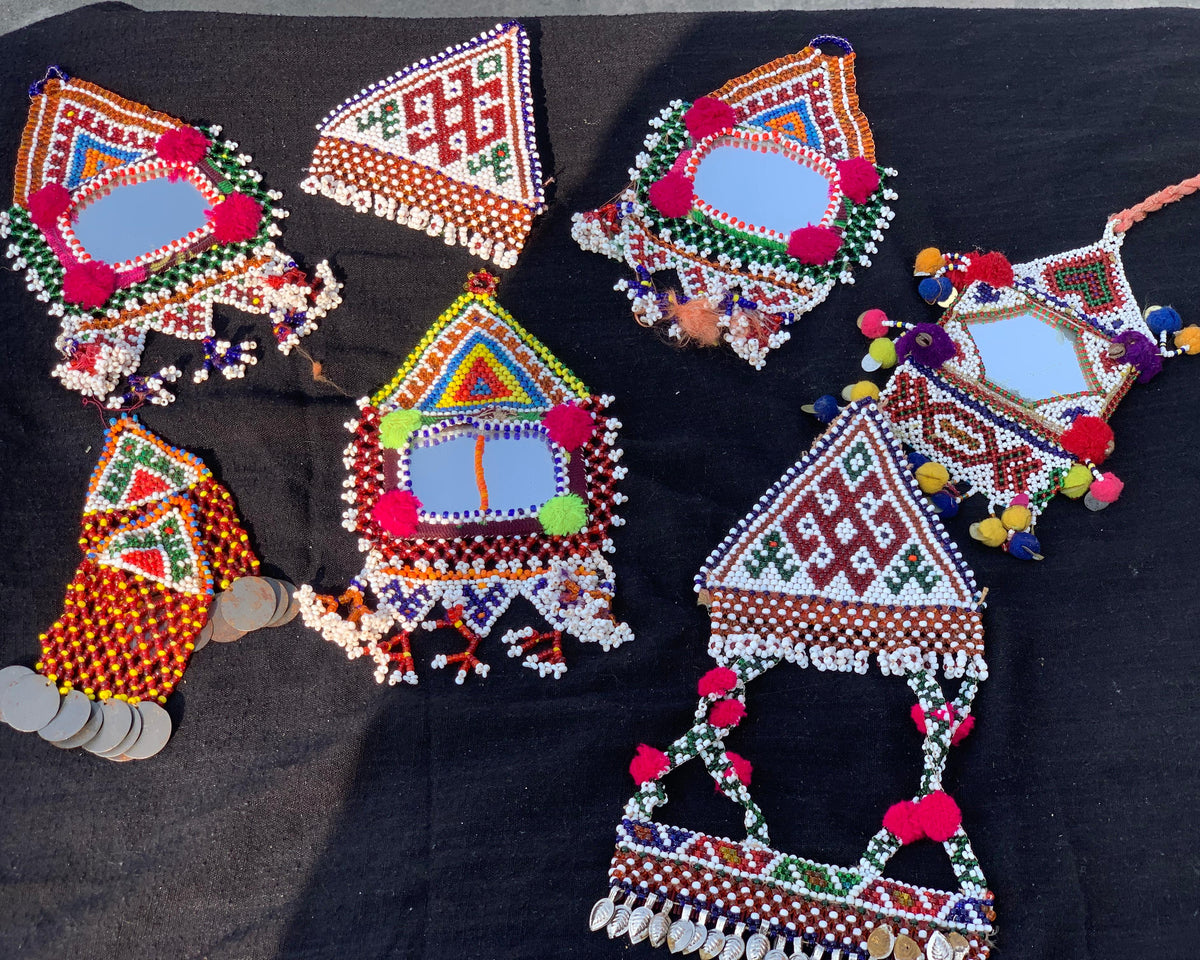 vintage Afghan Kuchi triangle beaded patches

