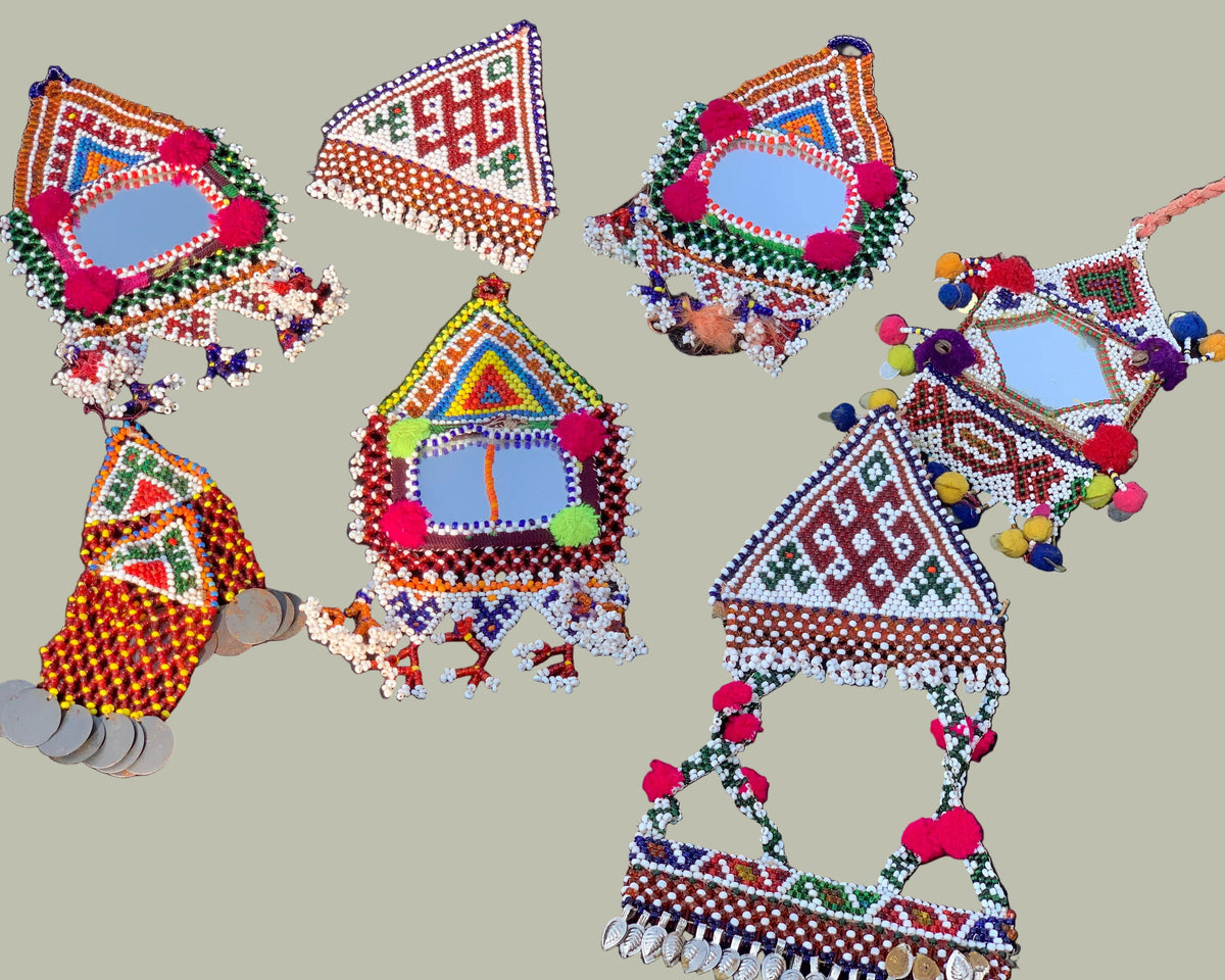 vintage Afghan Kuchi triangle beaded patches

