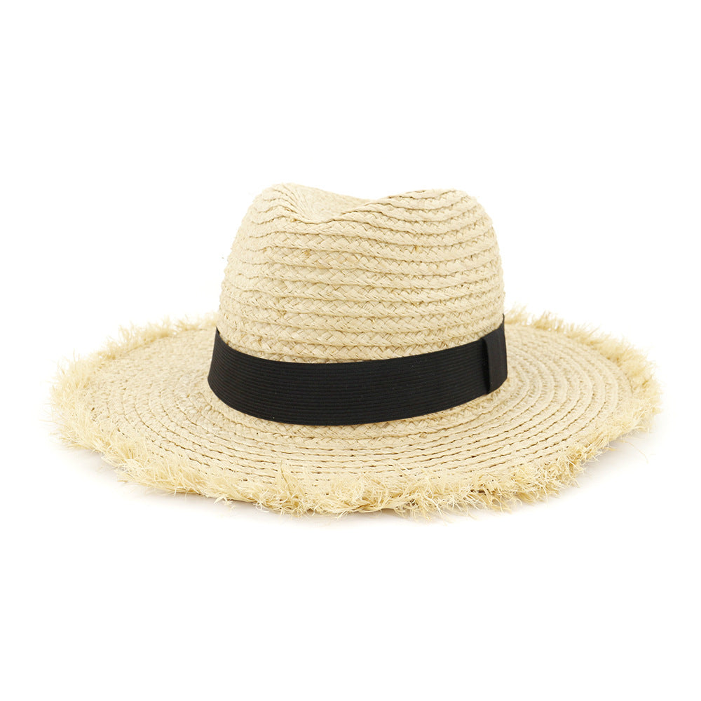 handmade summer crochet woven straw hat