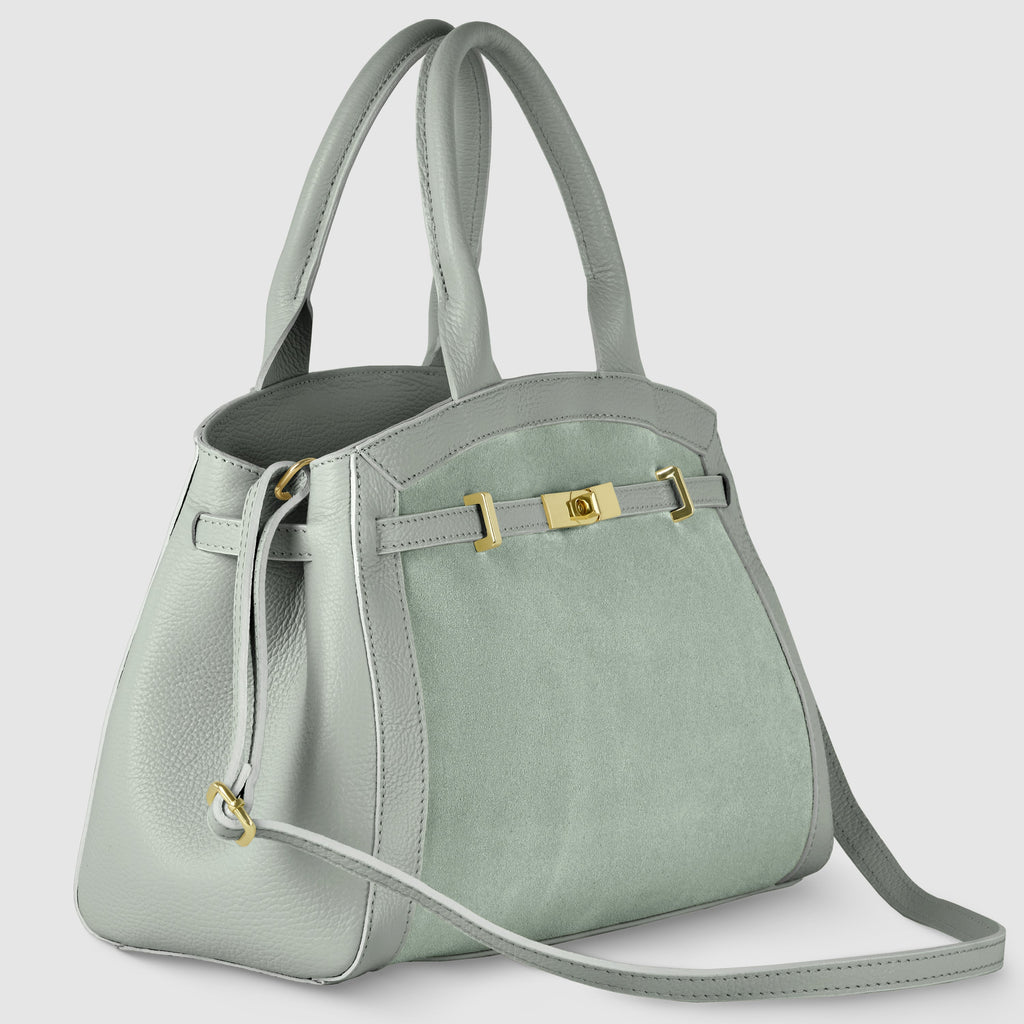 high quality suede handbag made in Italy luxury feel