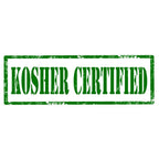 Green 'Kosher Certified' stamp on a white background