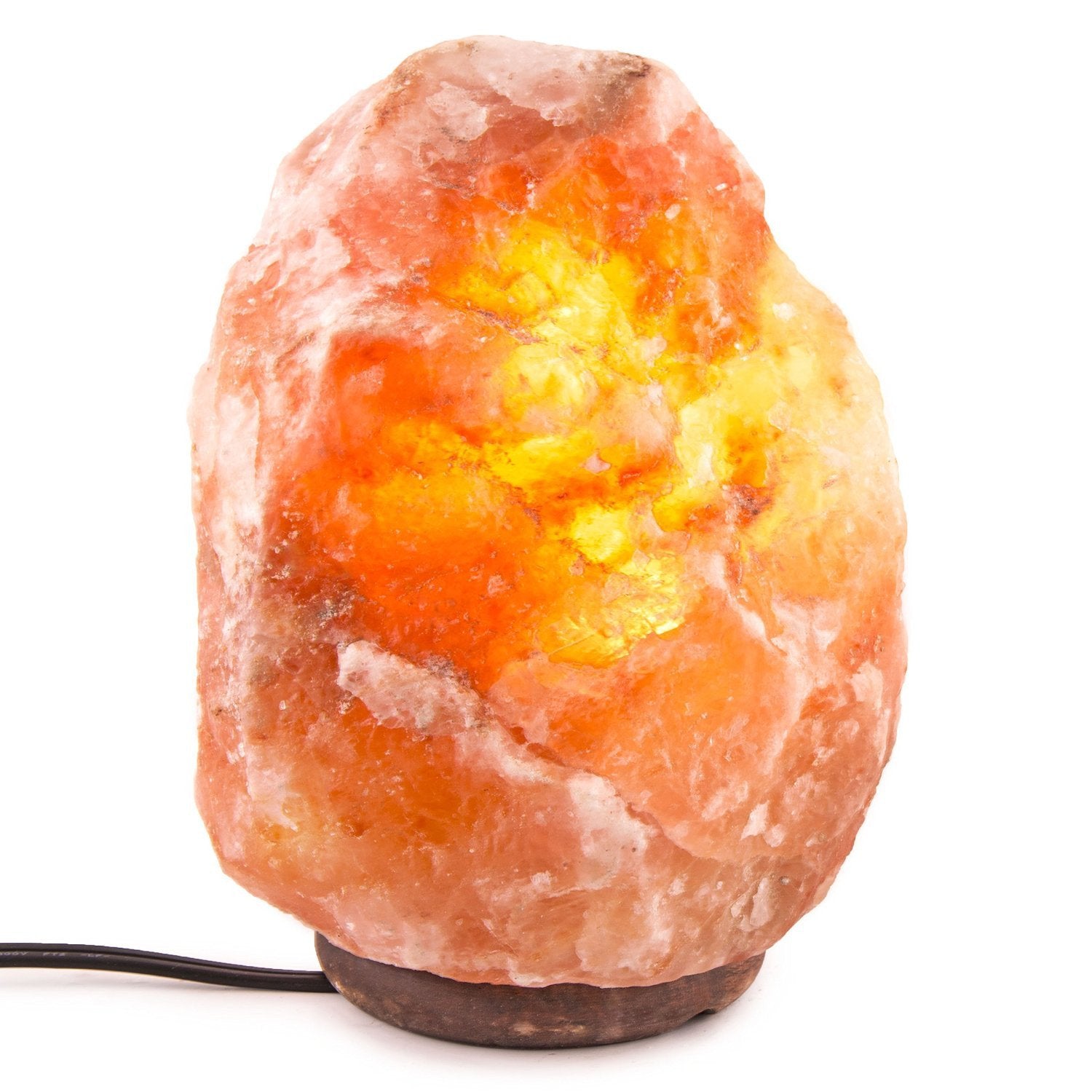 Himalayan Salt Lamp 15-20 lbs – Hand-Carved Pink Rock Salt Lamp with Wooden Base & On/Off Cord