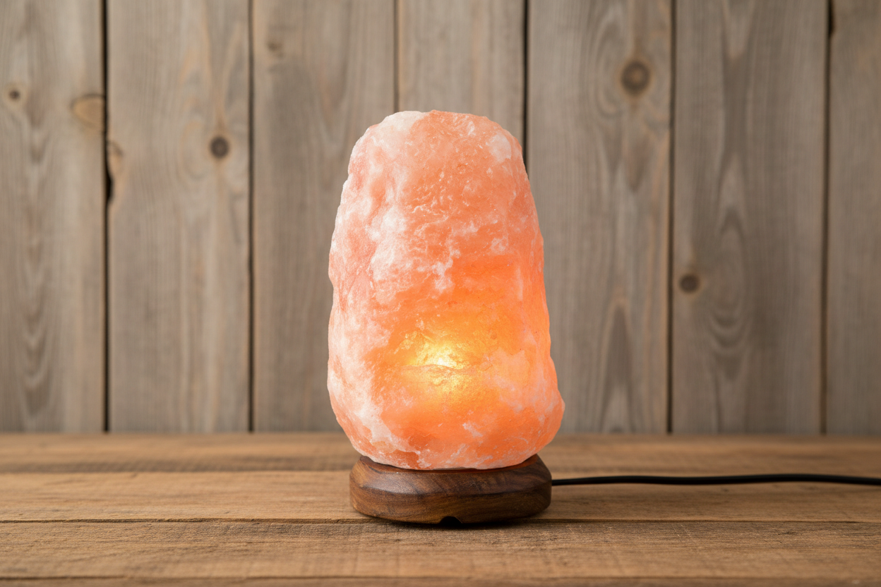 Extra Large Himalayan Salt Lamp 60–70 lbs – Hand-Carved Pink Rock Salt with Wooden Base