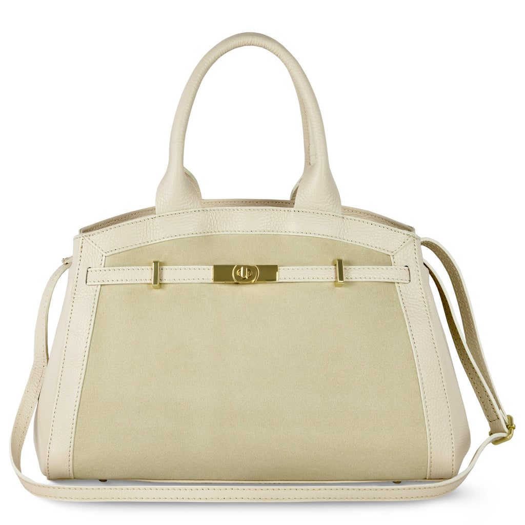 Italian leather shoulder bag in soft suede finish