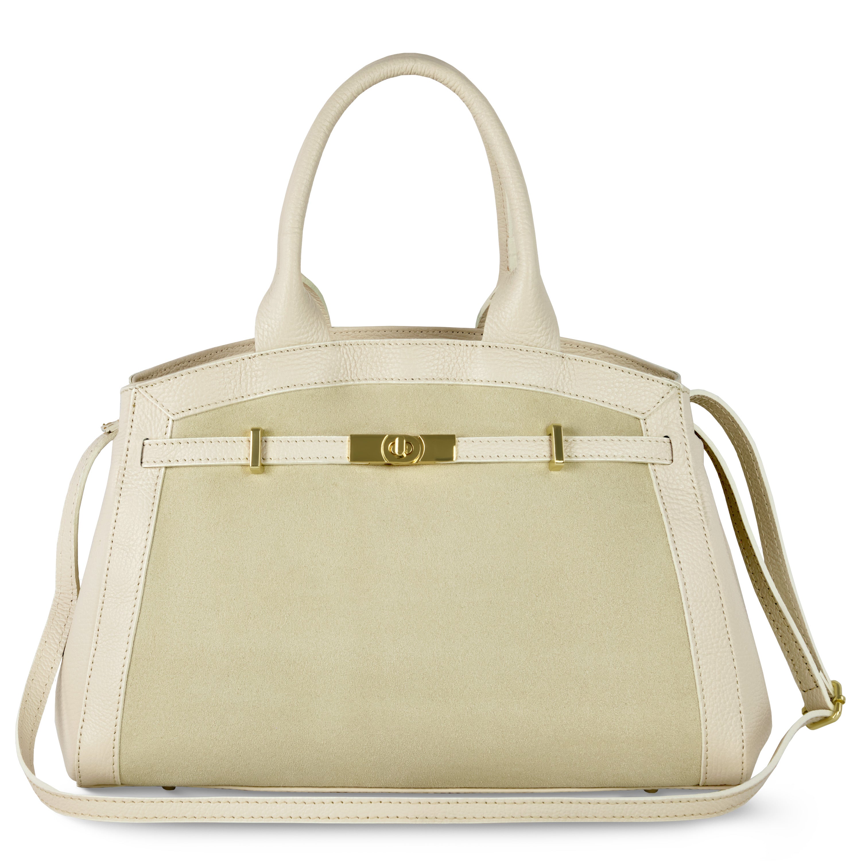 Italian leather shoulder bag in soft suede finish