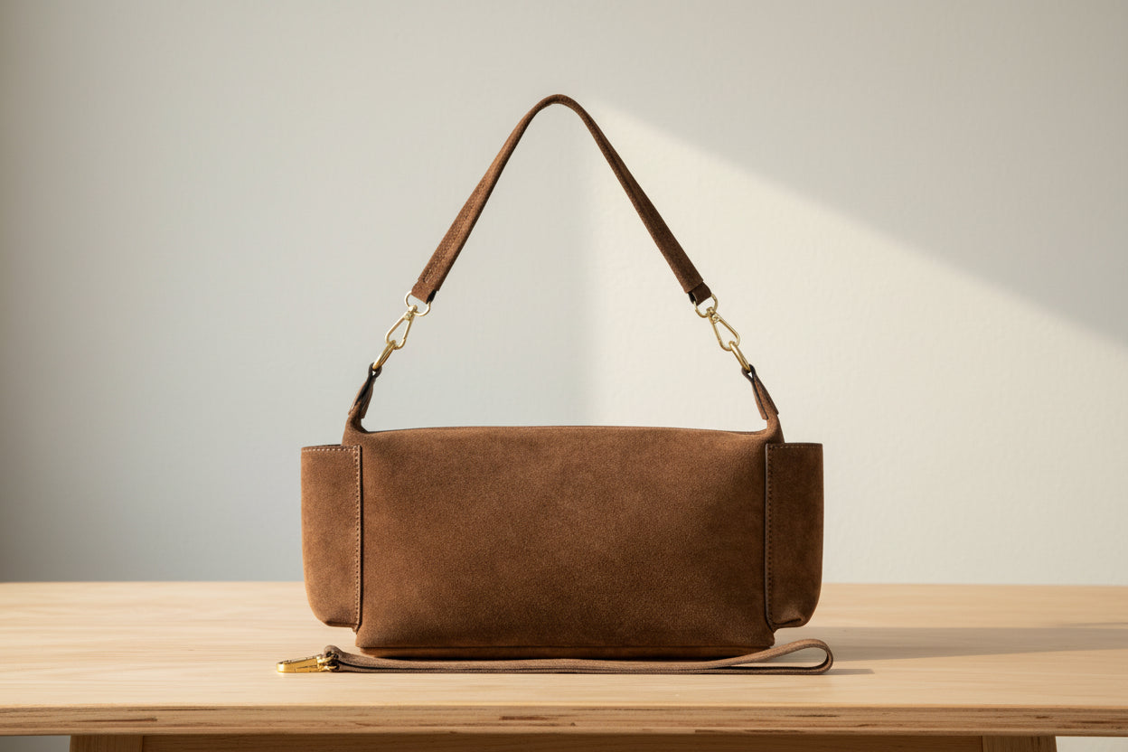 Explore Brown Italian Suede Shoulder Bag