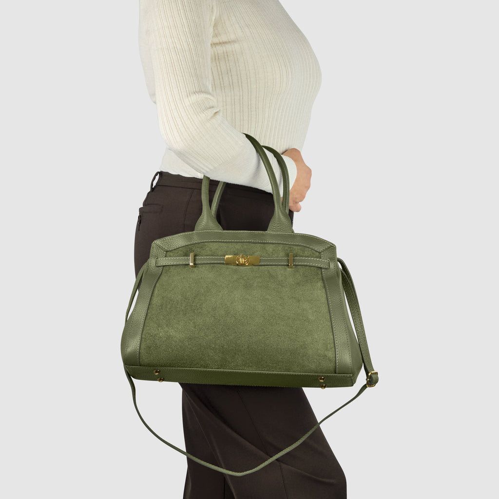 Italian suede handbag premium handmade quality