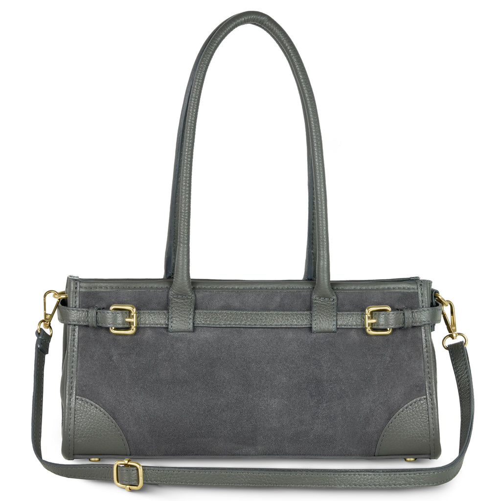Italian suede tote bag handcrafted in Italy spacious shoulder bag