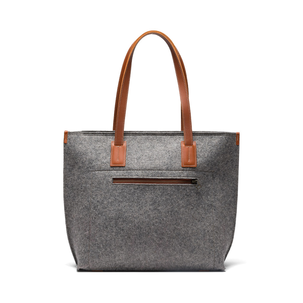Handmade Wool Felt Tote Bag with Leather Accents – Sustainable Everyday Carry