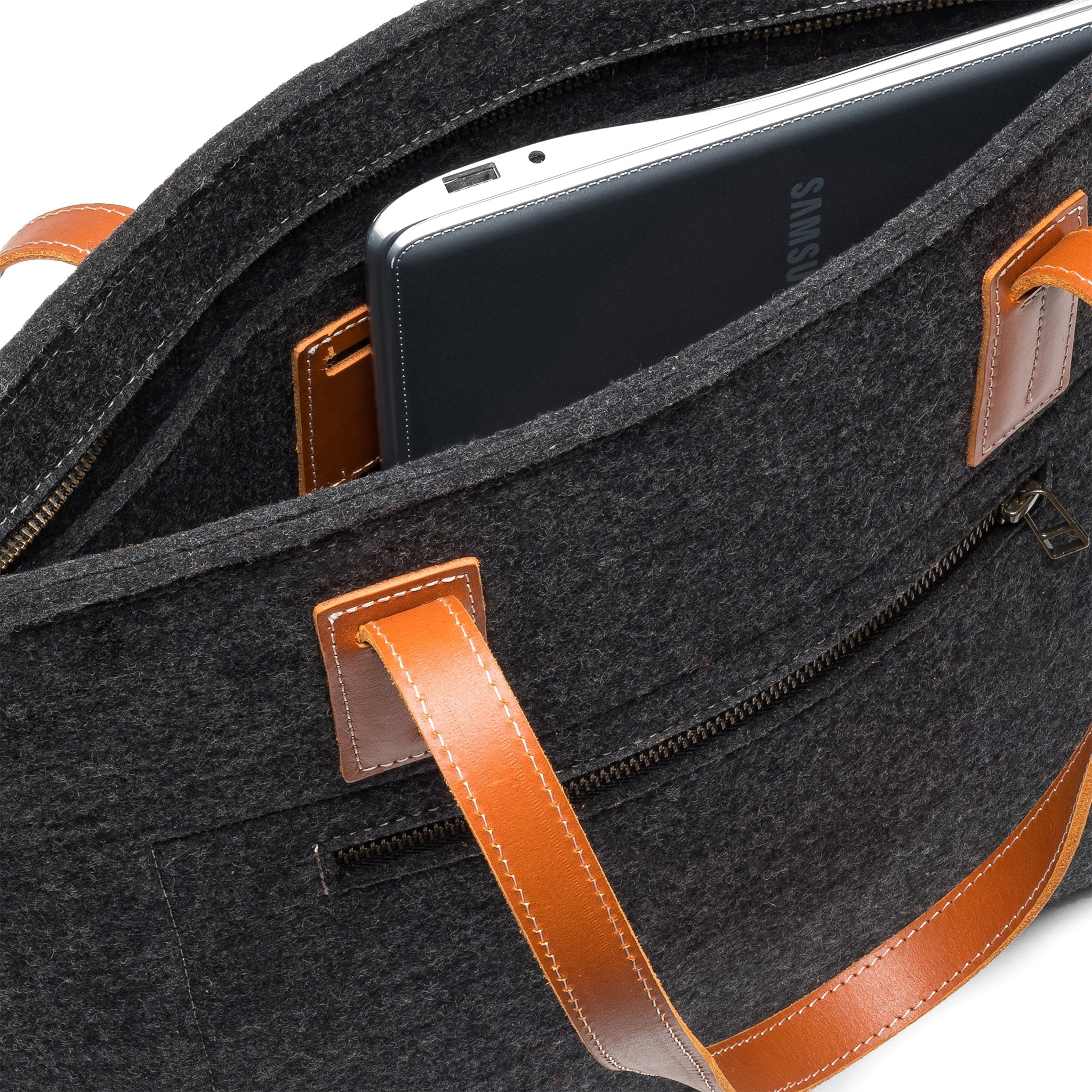Handmade Wool Felt Tote Bag with Leather Accents – Sustainable Everyday Carry