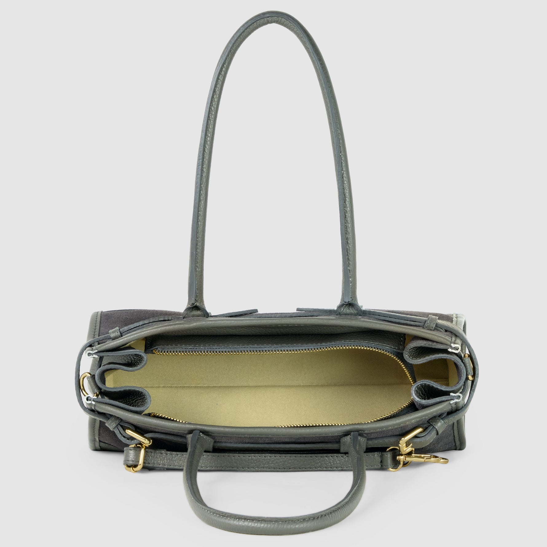 large suede tote bag made in Italy with spacious interior