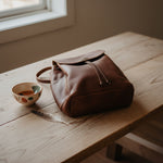Leather backpack  with pockets, genuine suede accents