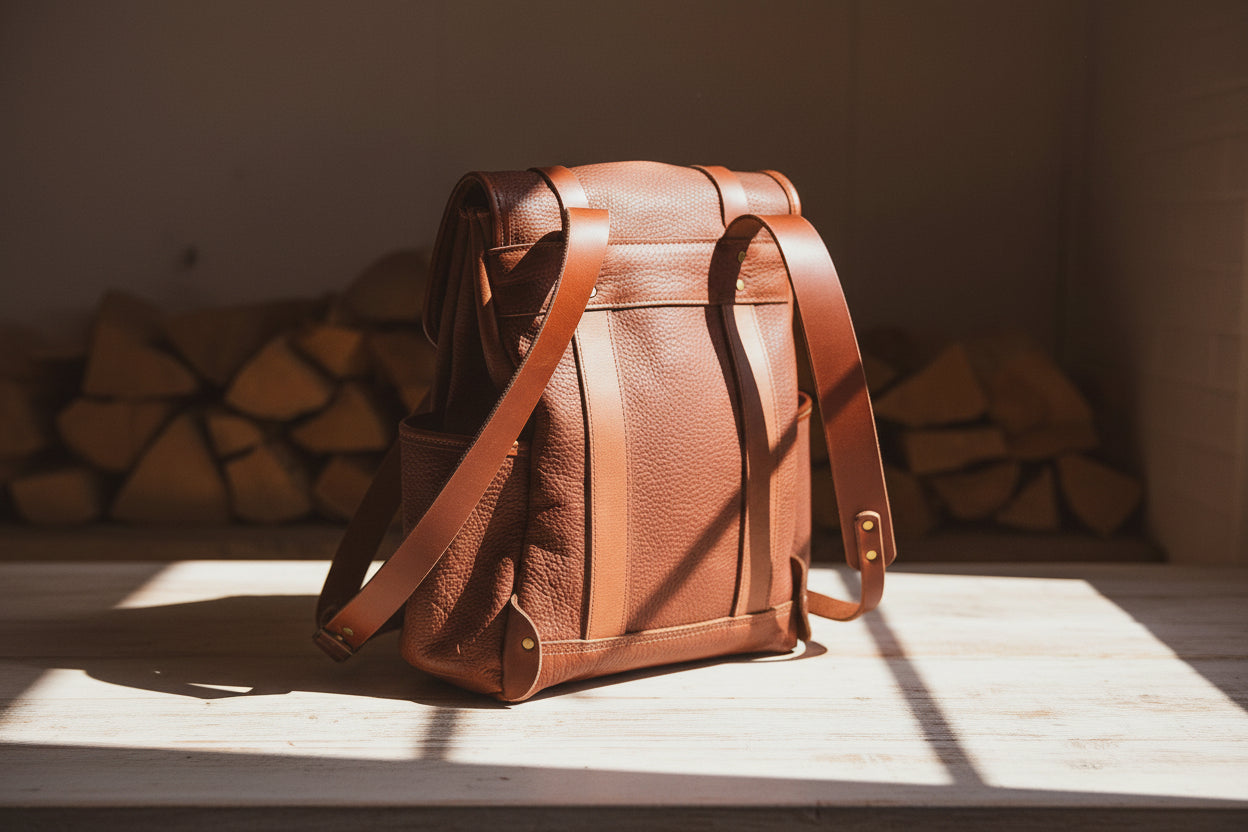 	Leather travel backpack large capacity men