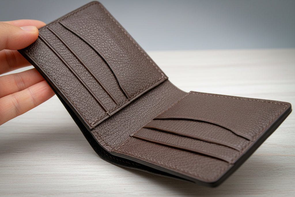 Brown leather wallet for card holder