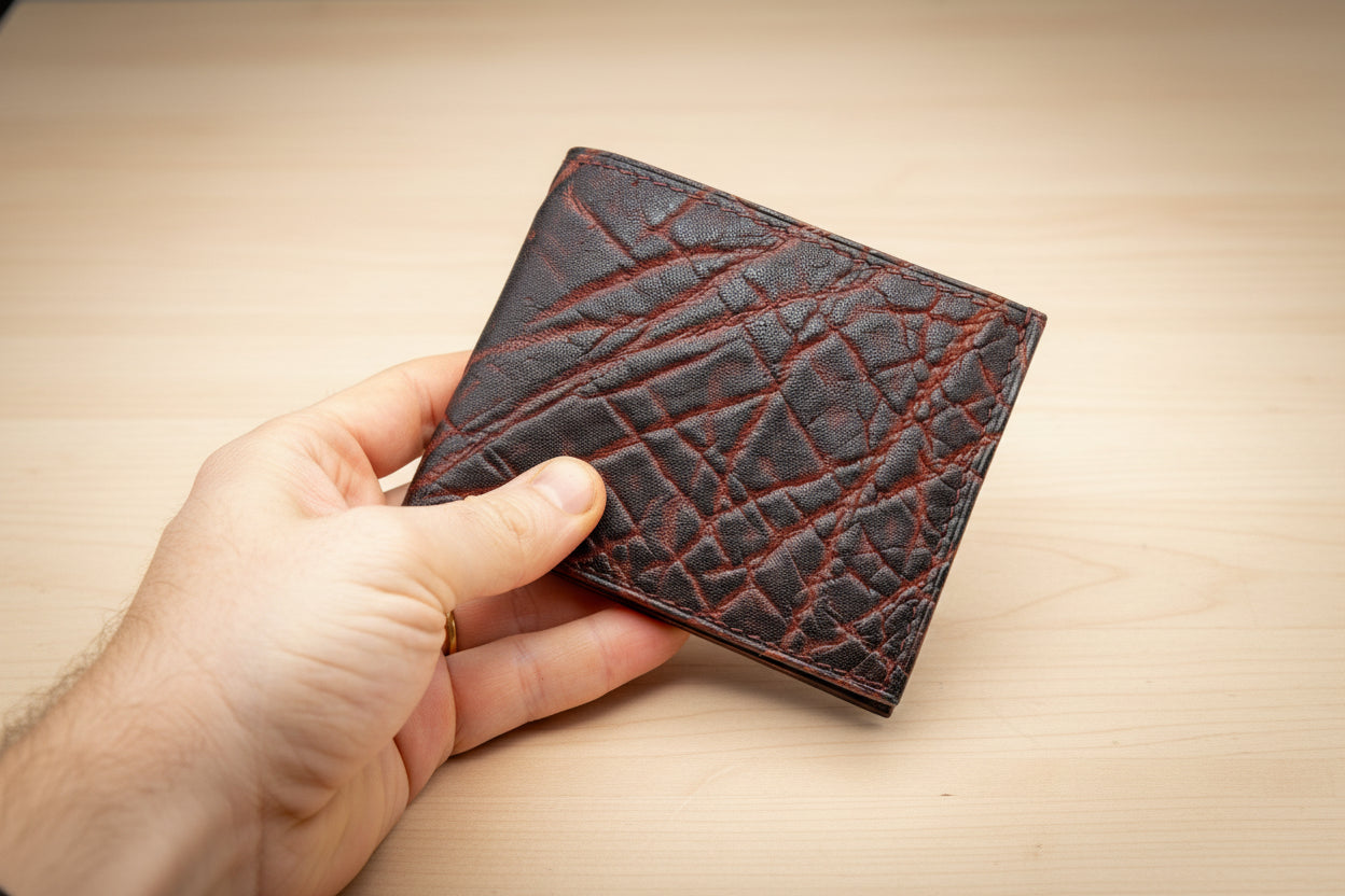 Exotic Leather Bifold Wallet – Burgundy | Personalized Handmade Luxury Men's Wallet