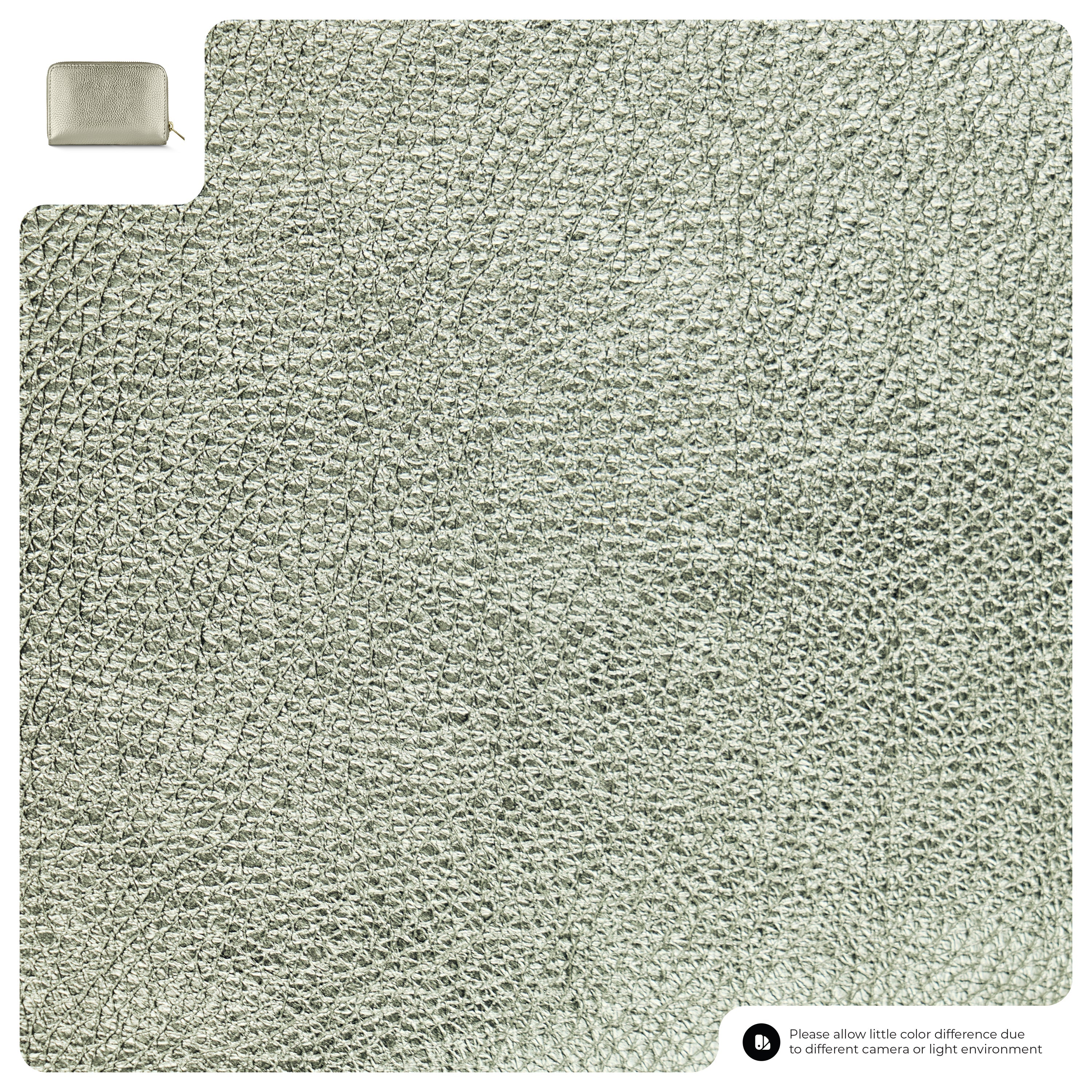 Textured green carpet sample with a small square swatch at the top left corner.