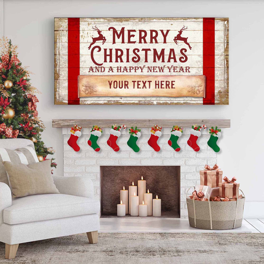 merry christmas happy new year wall sign