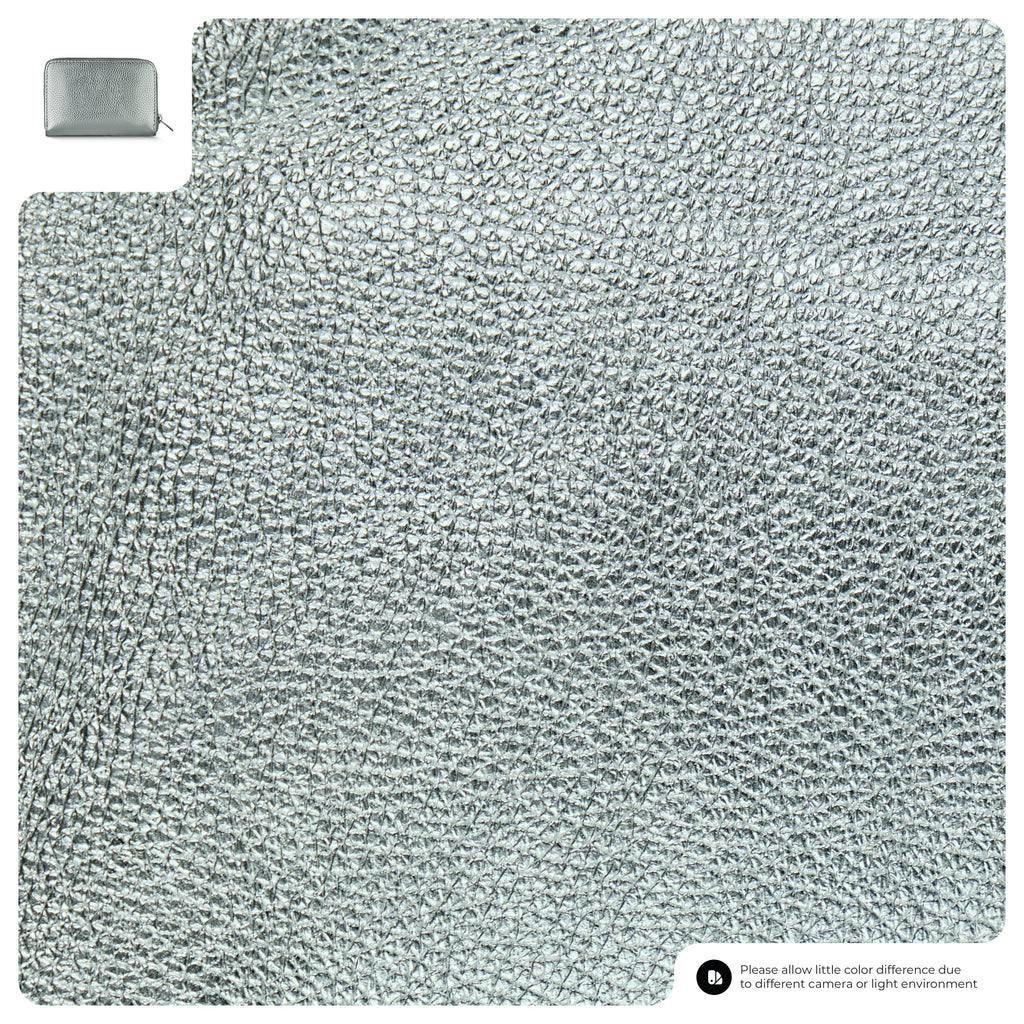 Metallic Leather Zip Wallet for Women – Italian Calf Leather, 6 Card Slots & Coin Pocket