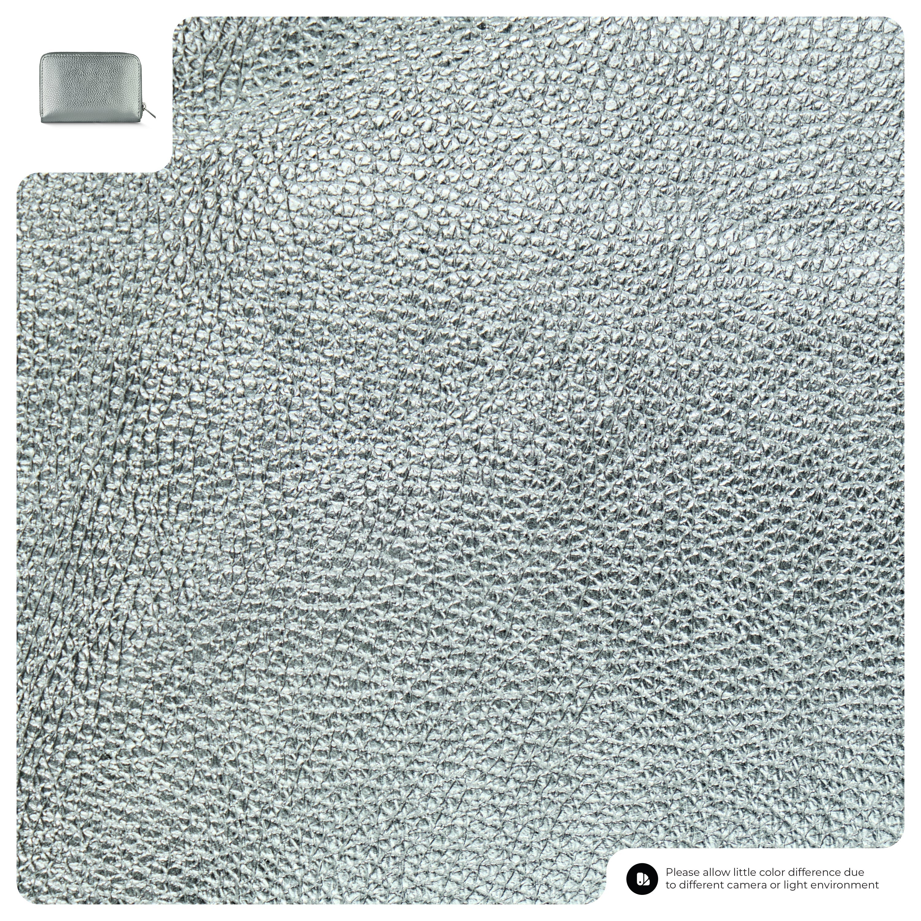 Metallic Leather Zip Wallet for Women – Italian Calf Leather, 6 Card Slots & Coin Pocket