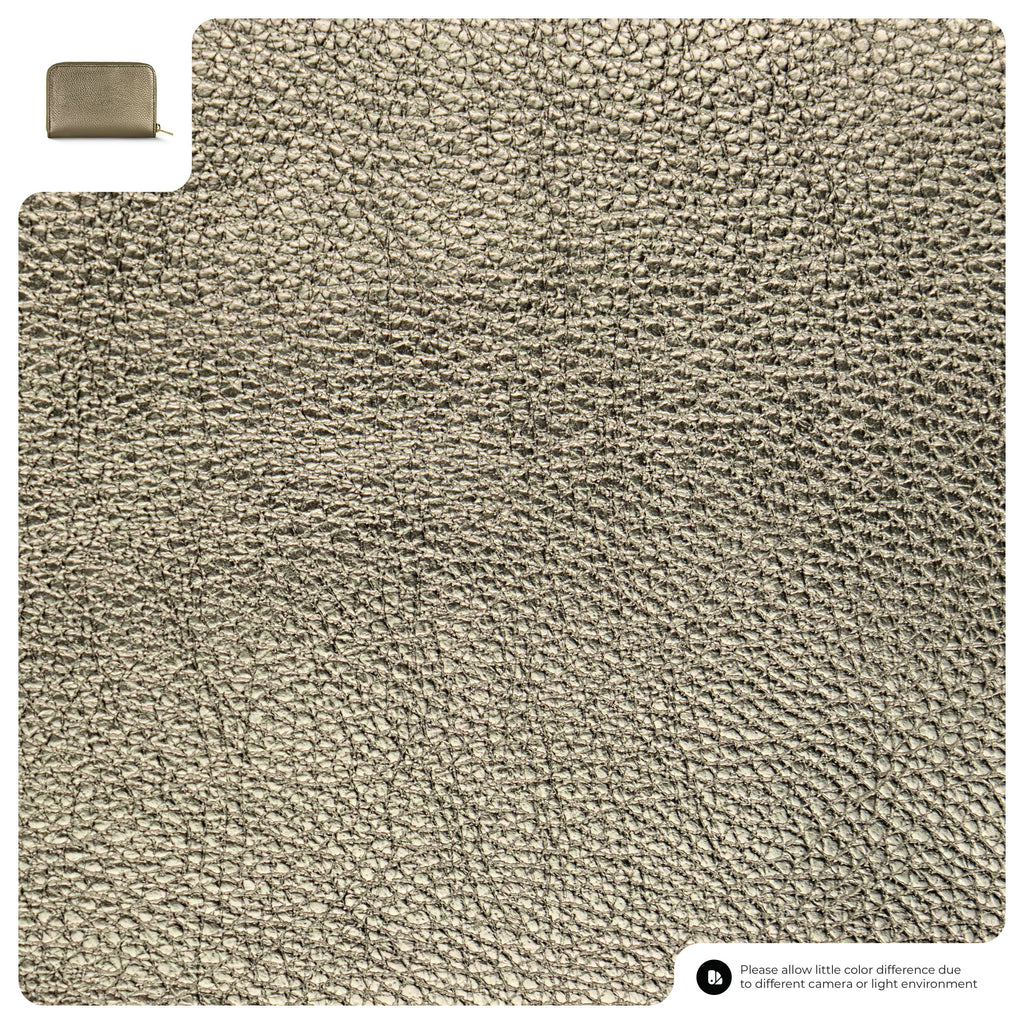 Metallic Leather Zip Wallet for Women – Italian Calf Leather, 6 Card Slots & Coin Pocket