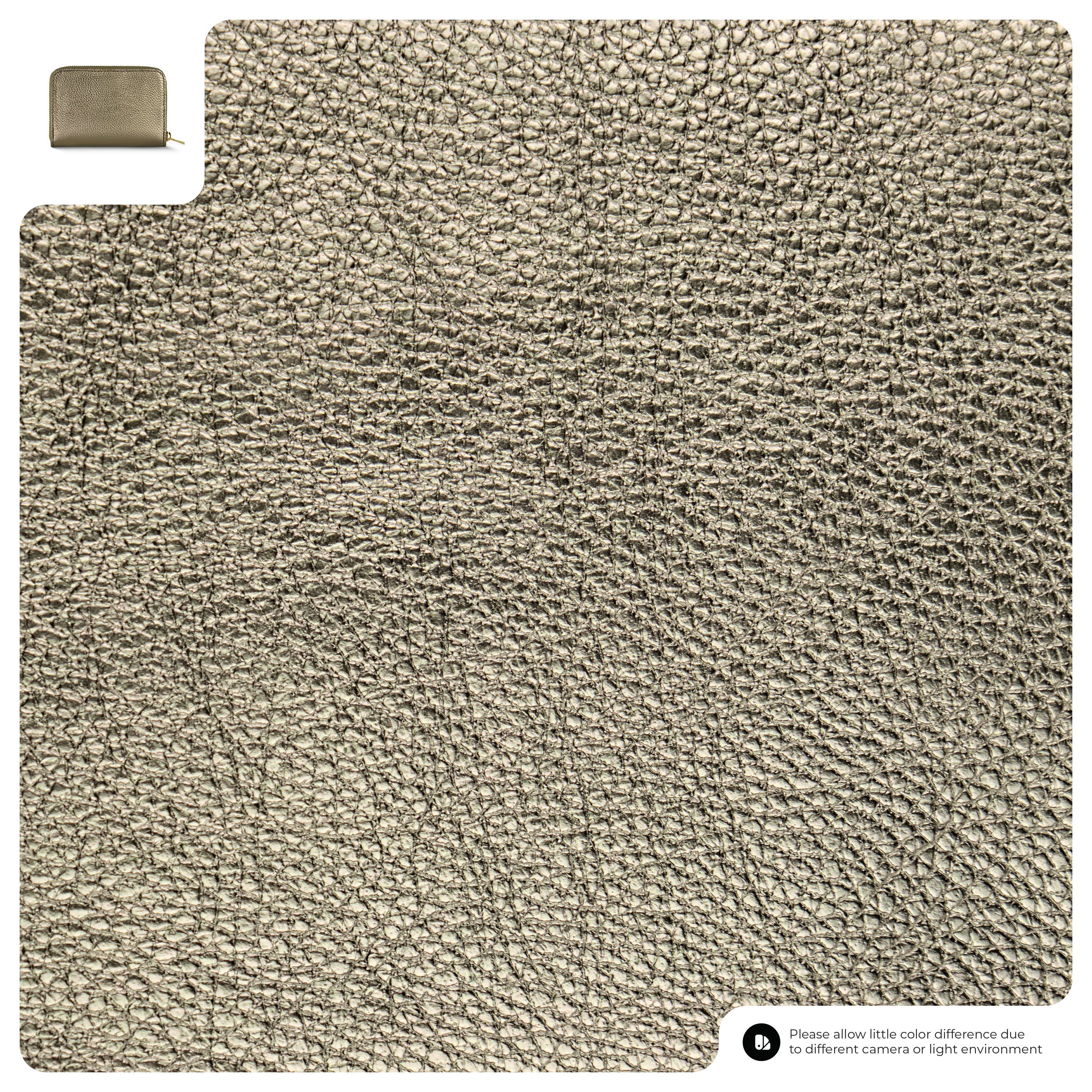 Metallic Leather Zip Wallet for Women – Italian Calf Leather, 6 Card Slots & Coin Pocket