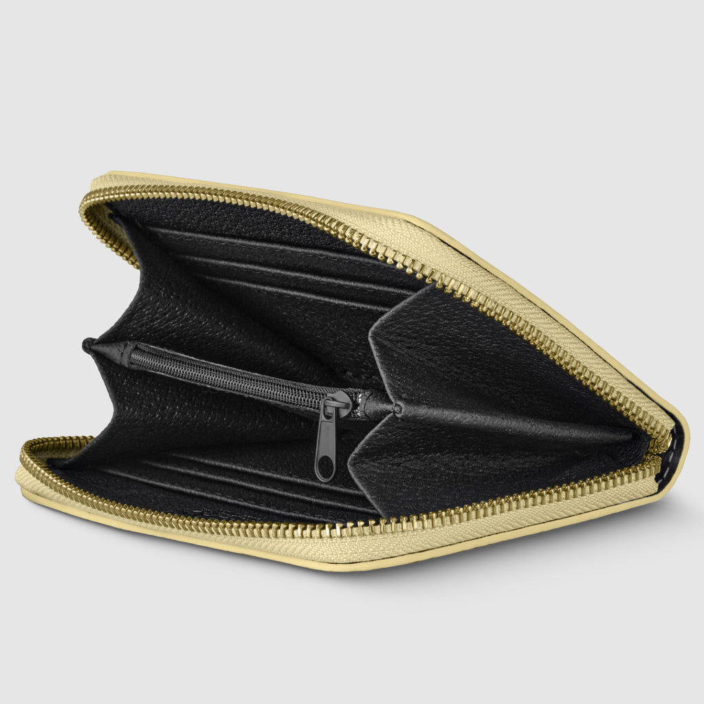 Metallic Leather Zip Wallet for Women – Italian Calf Leather, 6 Card Slots & Coin Pocket