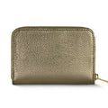 Metallic Leather Zip Wallet for Women – Italian Calf Leather, 6 Card Slots & Coin Pocket
