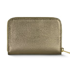 Metallic Leather Zip Wallet for Women – Italian Calf Leather, 6 Card Slots & Coin Pocket
