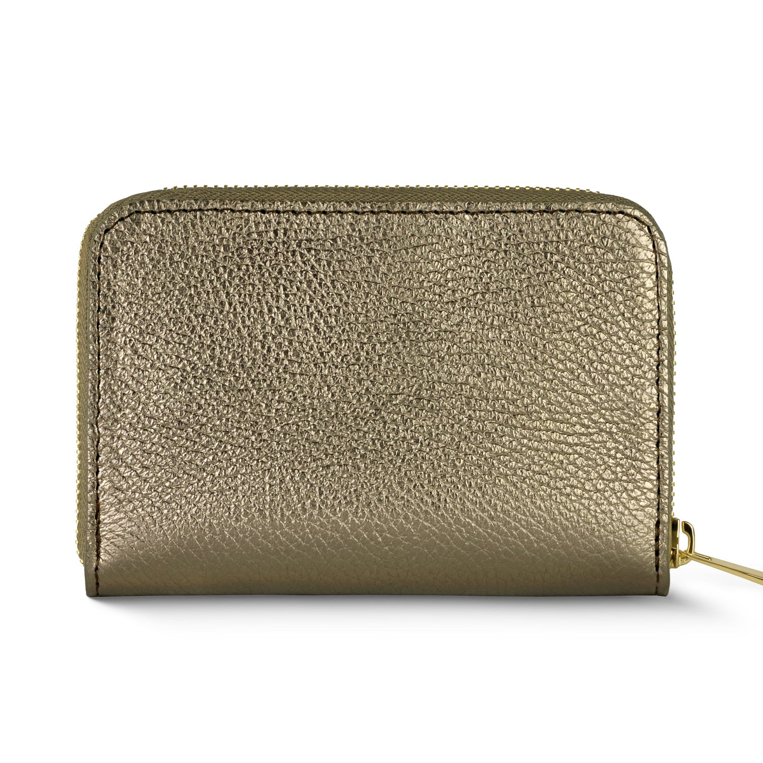 Metallic Leather Zip Wallet for Women – Italian Calf Leather, 6 Card Slots & Coin Pocket