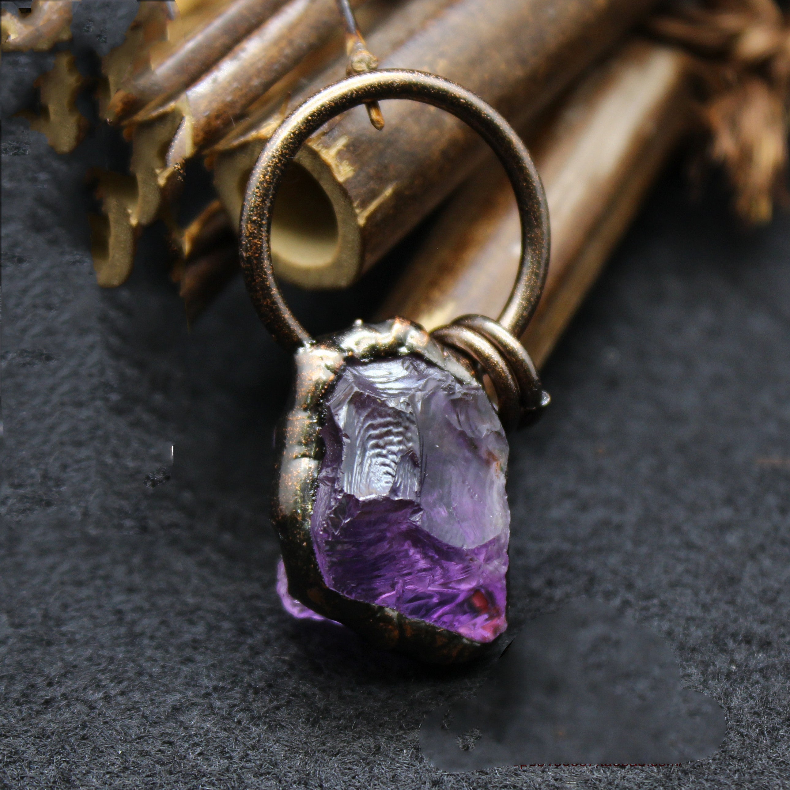 raw smoky quartz pendant
