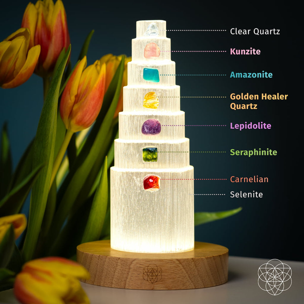 seven stone crystal healing lamp for spiritual meditation

