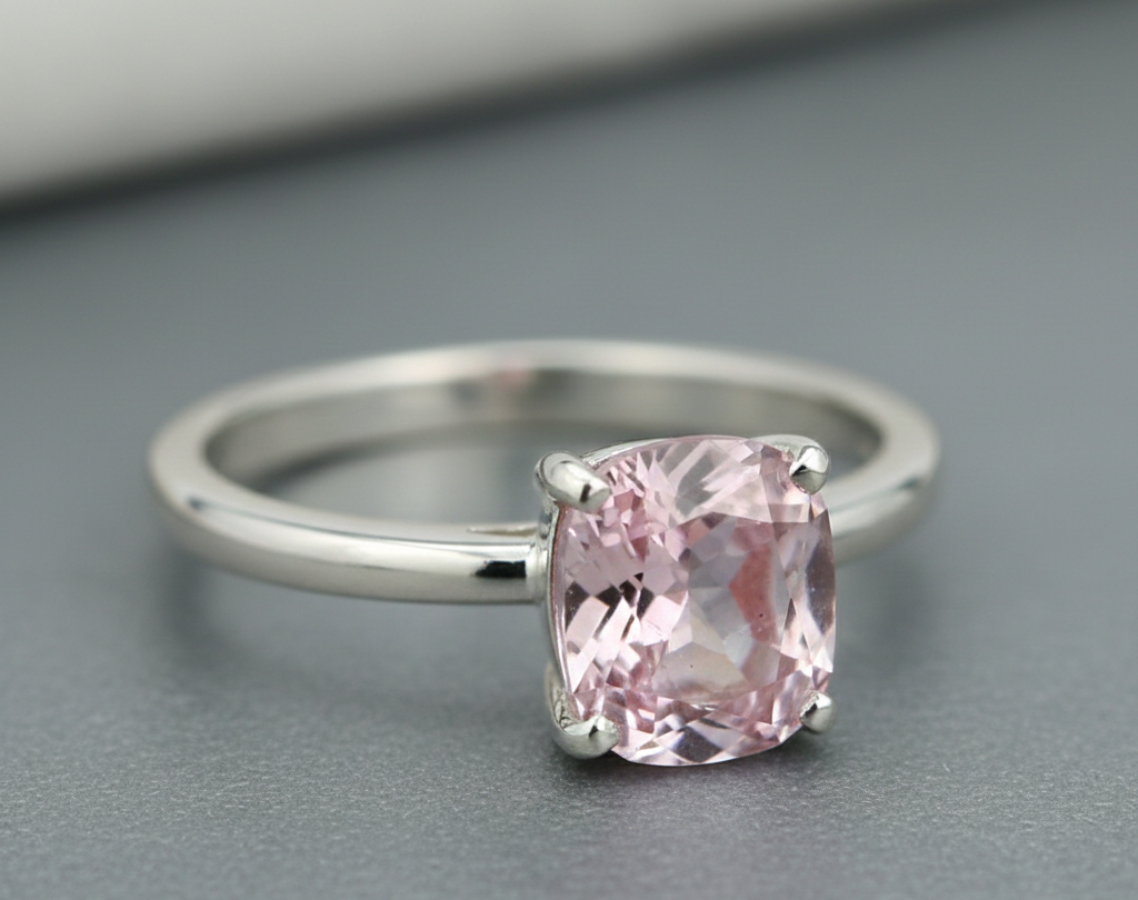 natural untreated cushion cut ring