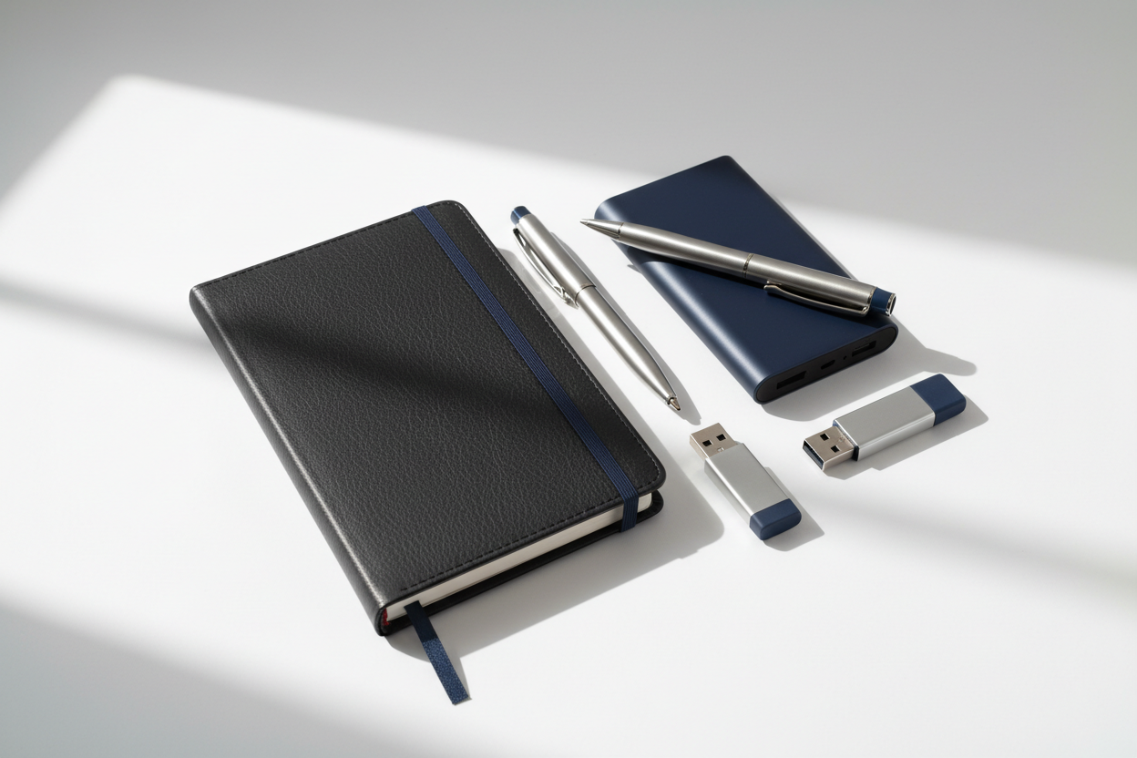 Notebook + pen + USB + power bank sets