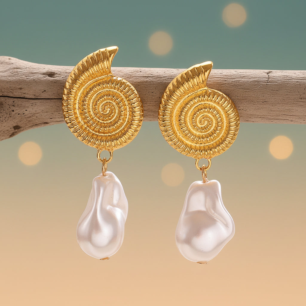 Pear earrings gold palted
