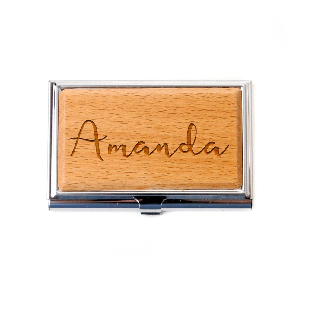 custom bamboo business card holder