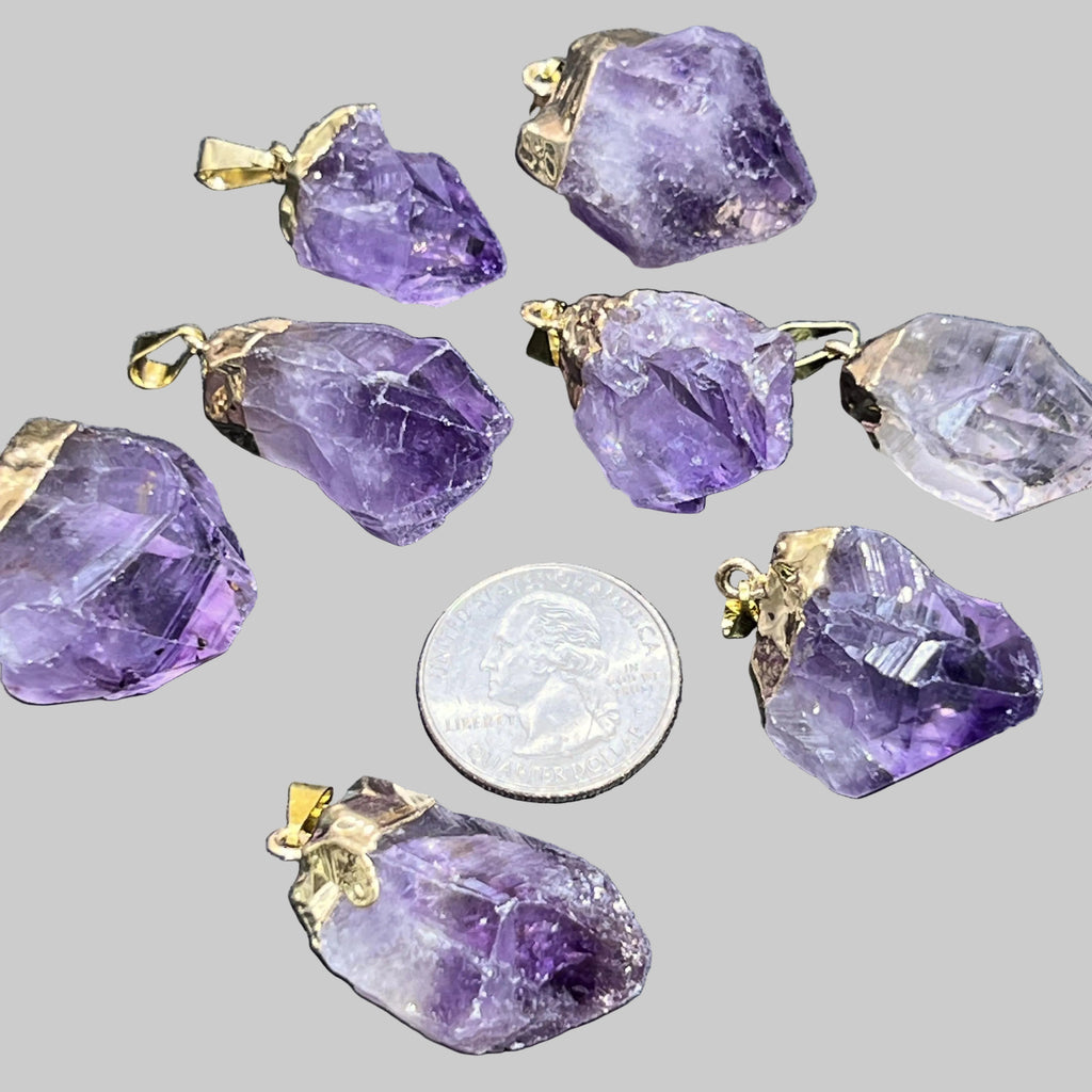 raw amethyst pendants