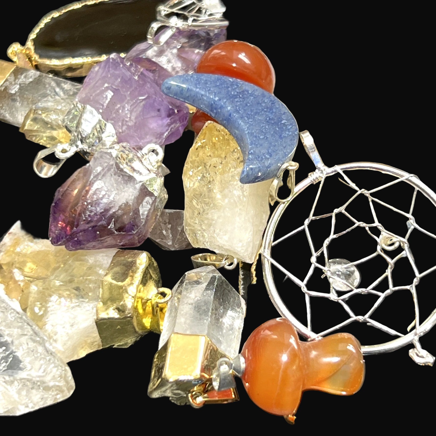 raw crystal mix boxes pendants