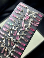 50 pieces Pink Raw Tourmaline Crystal Healing Pendants Bulk Deal