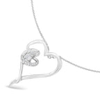 sterling silver diamond heart pendant