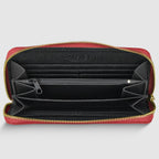 Red real leather purse women