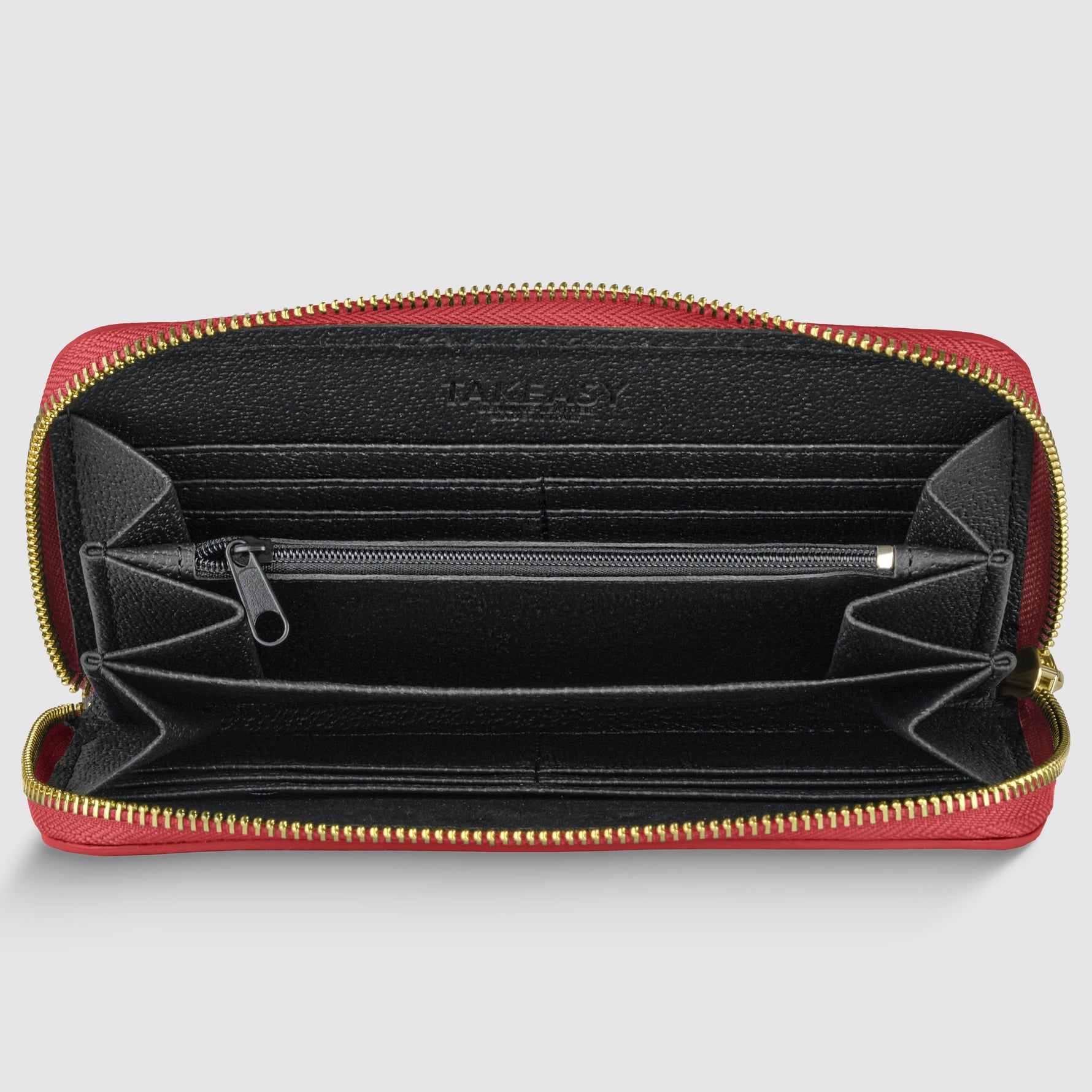 Red real leather purse women