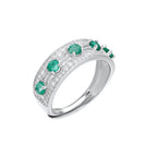 Buy round cut emerald silver ring 