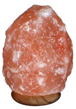 Himalayan salt lamp with wooden base