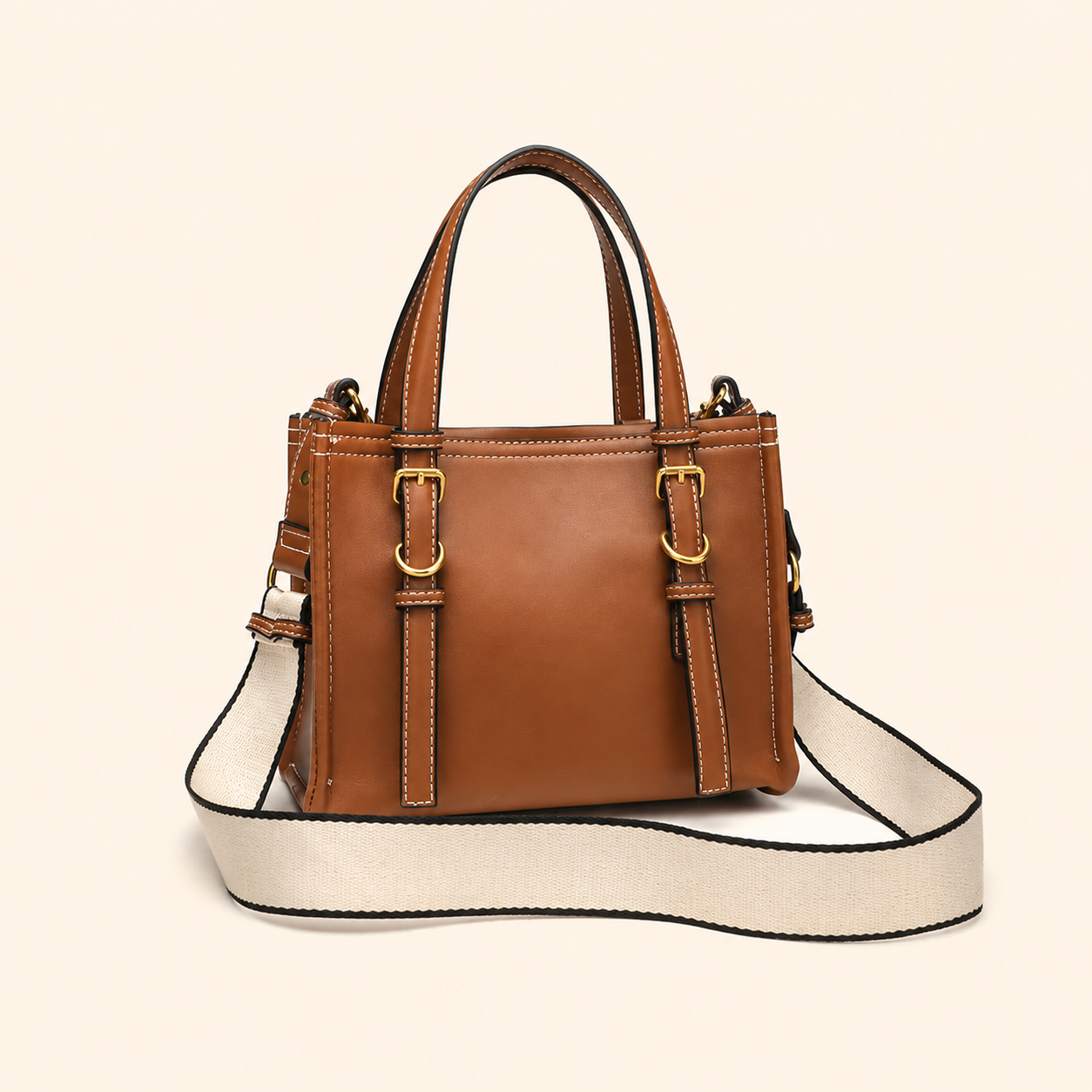 A structured brown leather handbag - Crossbody Bag Hobo