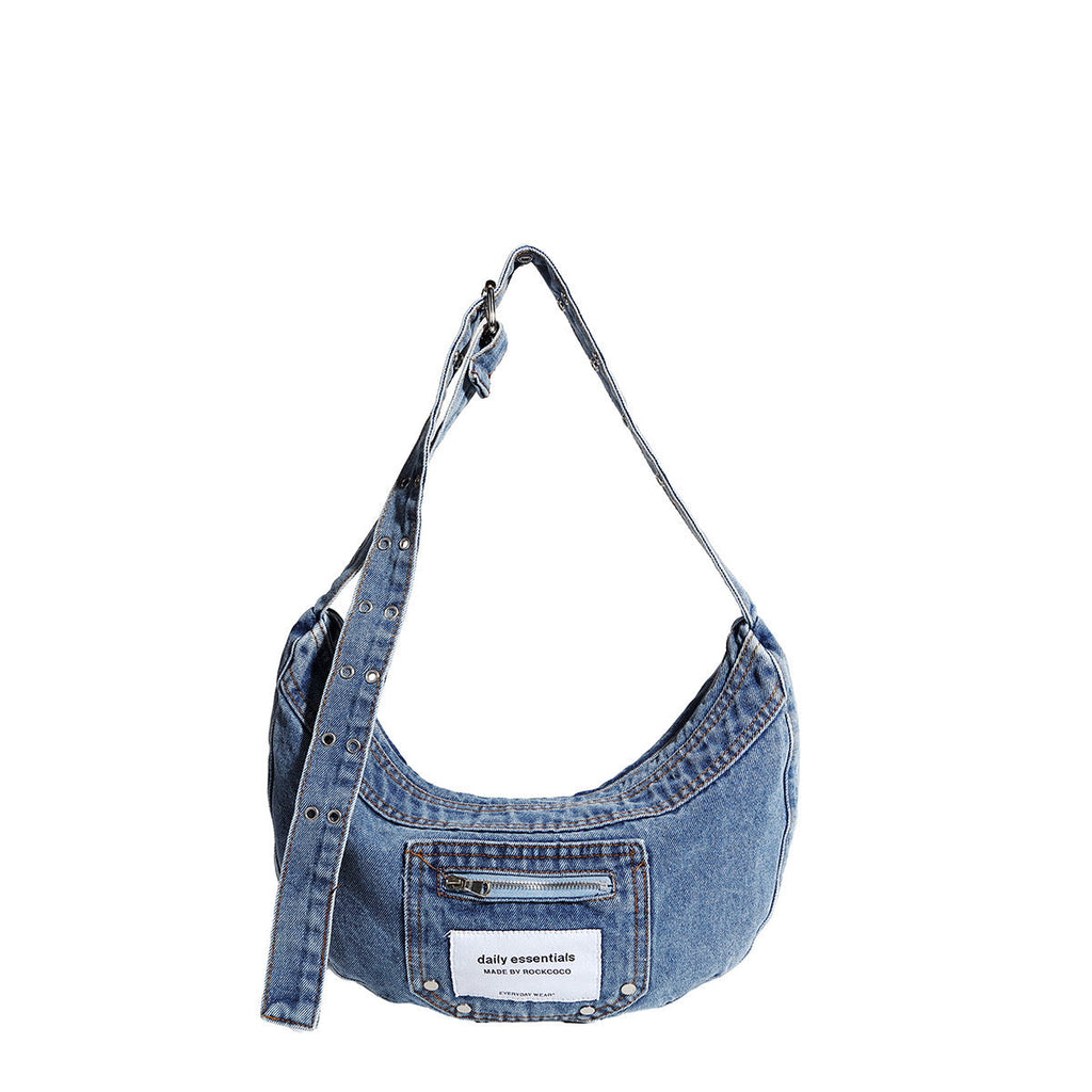 vintage style washed denim handbag for women
