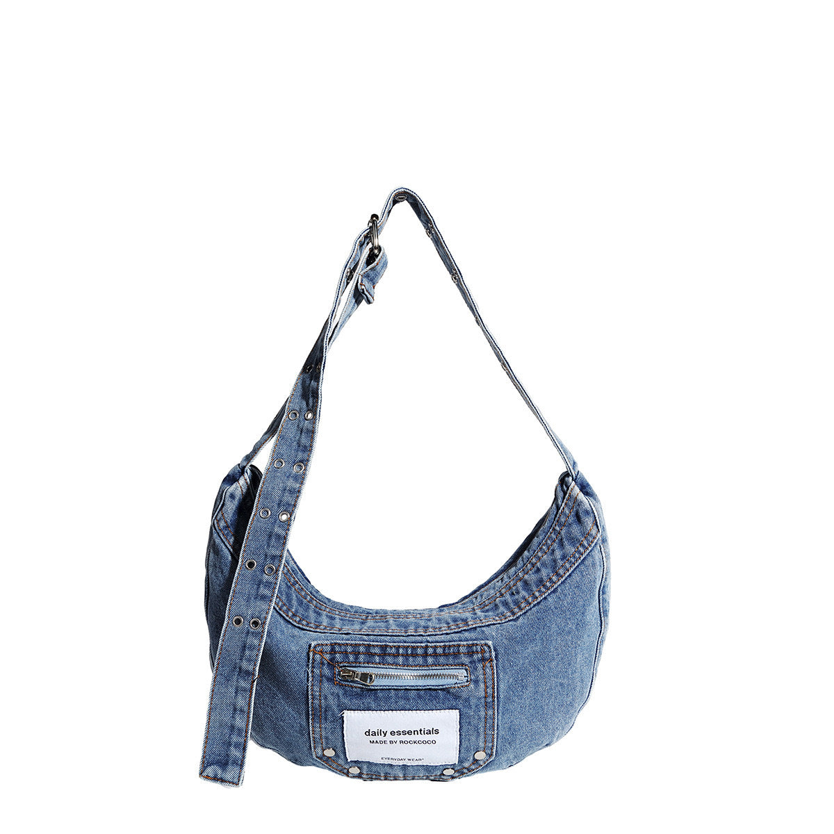vintage style washed denim handbag for women